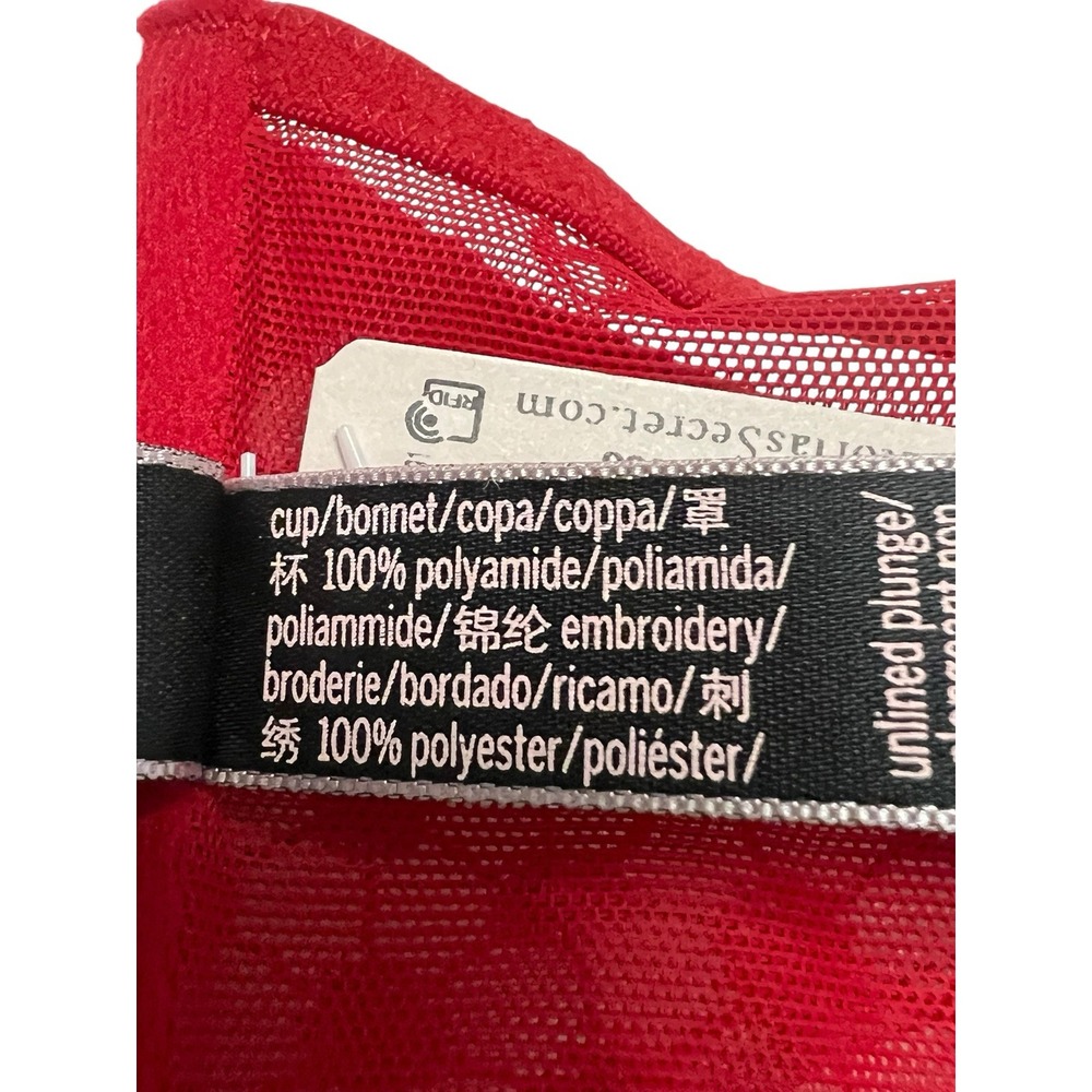 Victorias Secret Starburst Unlined Plunge Bra Underwire Red‎ Embroidered 36D NWT - Picture 11 of 16